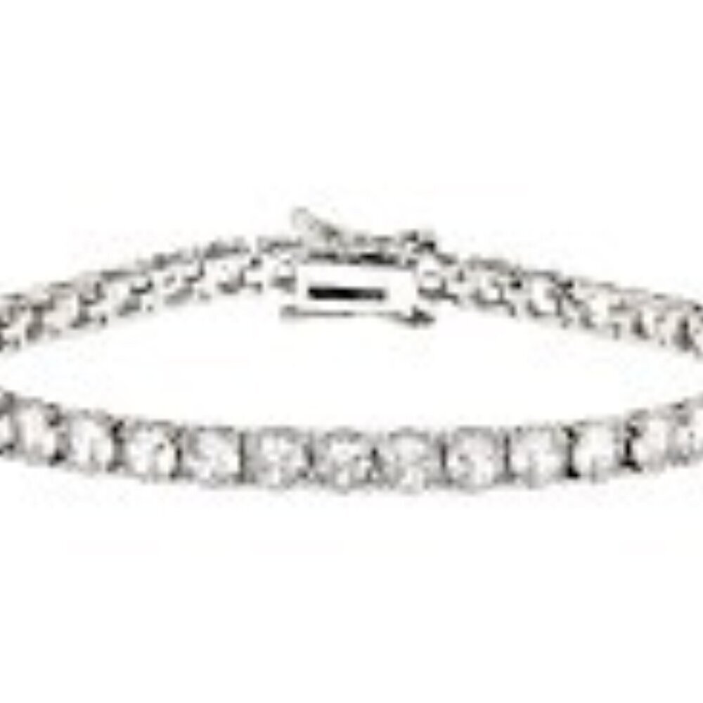 Cubic Zirconia Rhodium Over Brass Tennis Bracelet - Picture 1 of 7